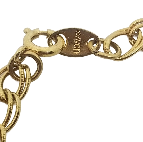 AVON 1993 GOLDTONE & GENUINE ROSE QUARTS DAINTY CHAIN BRACELET - Picture 7 of 8